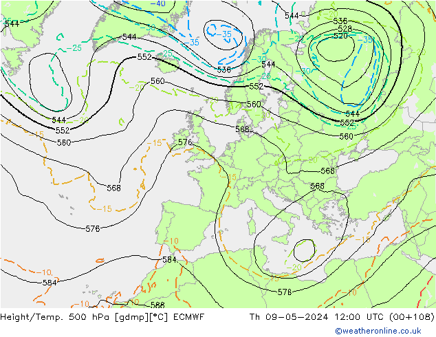 Z500/Yağmur (+YB)/Z850 ECMWF Per 09.05.2024 12 UTC