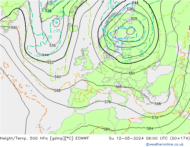 Z500/Rain (+SLP)/Z850 ECMWF So 12.05.2024 06 UTC