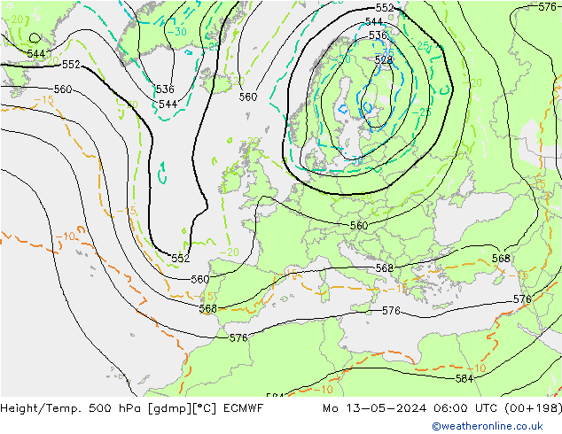 Z500/Regen(+SLP)/Z850 ECMWF ma 13.05.2024 06 UTC