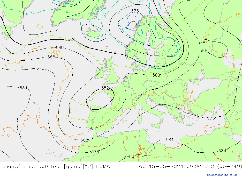 Height/Temp. 500 hPa ECMWF We 15.05.2024 00 UTC