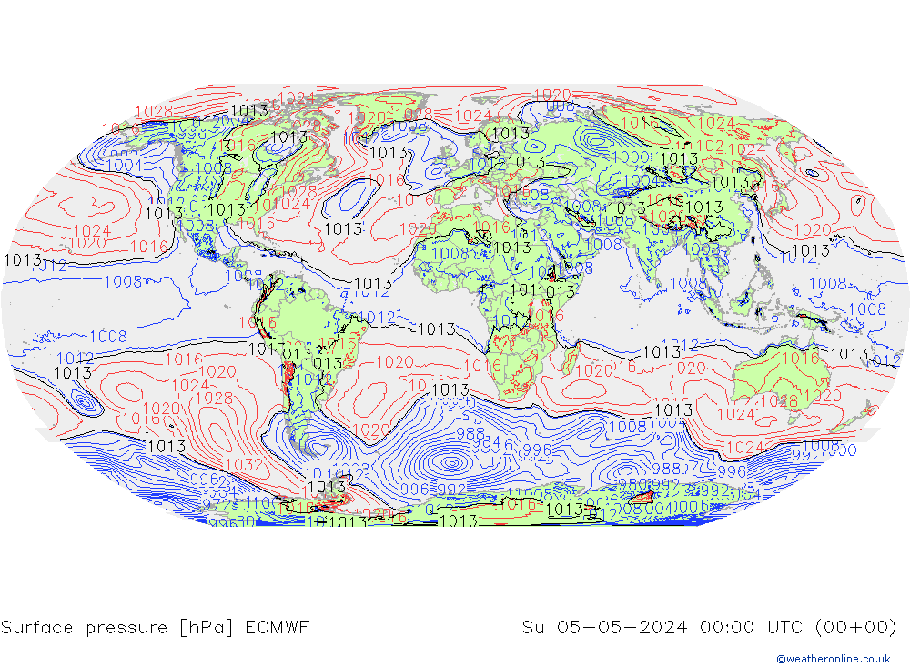 Surface pressure ECMWF Su 05.05.2024 00 UTC