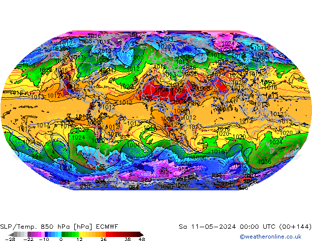 850 hPa Yer Bas./Sıc ECMWF Cts 11.05.2024 00 UTC