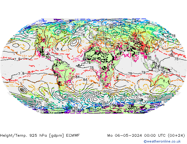 Height/Temp. 925 hPa ECMWF Mo 06.05.2024 00 UTC