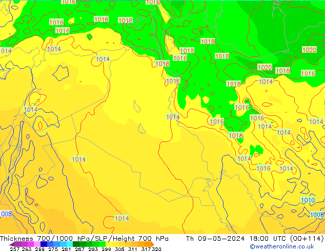 Thck 700-1000 hPa ECMWF Th 09.05.2024 18 UTC