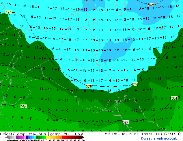 Z500/Rain (+SLP)/Z850 ECMWF Mi 08.05.2024 18 UTC