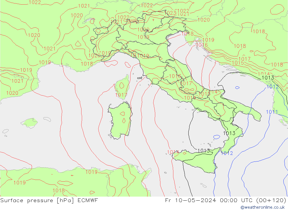 pressão do solo ECMWF Sex 10.05.2024 00 UTC