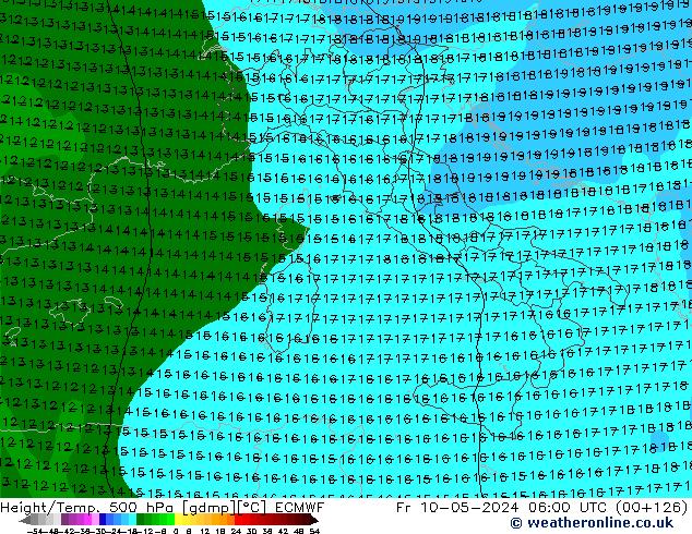 Z500/Rain (+SLP)/Z850 ECMWF Fr 10.05.2024 06 UTC