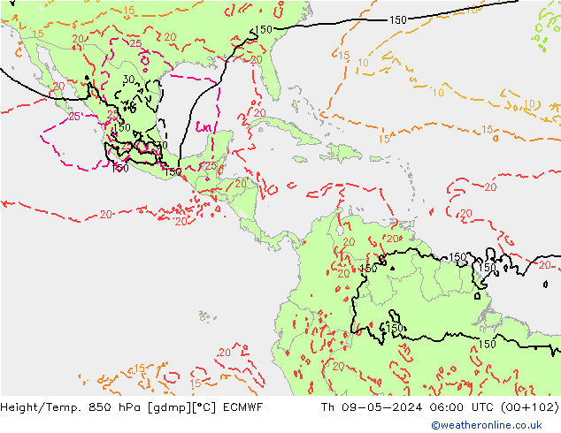 Z500/Rain (+SLP)/Z850 ECMWF Th 09.05.2024 06 UTC