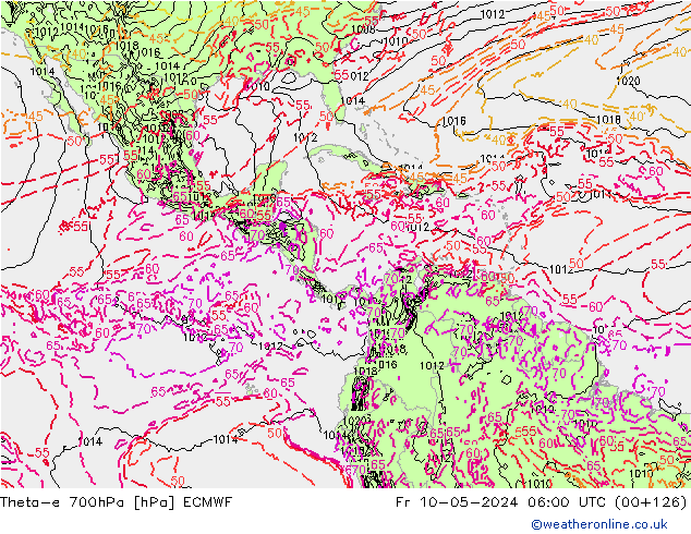 Theta-e 700hPa ECMWF Fr 10.05.2024 06 UTC