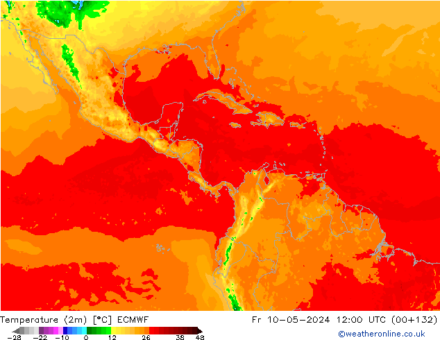 Temperature (2m) ECMWF Fr 10.05.2024 12 UTC
