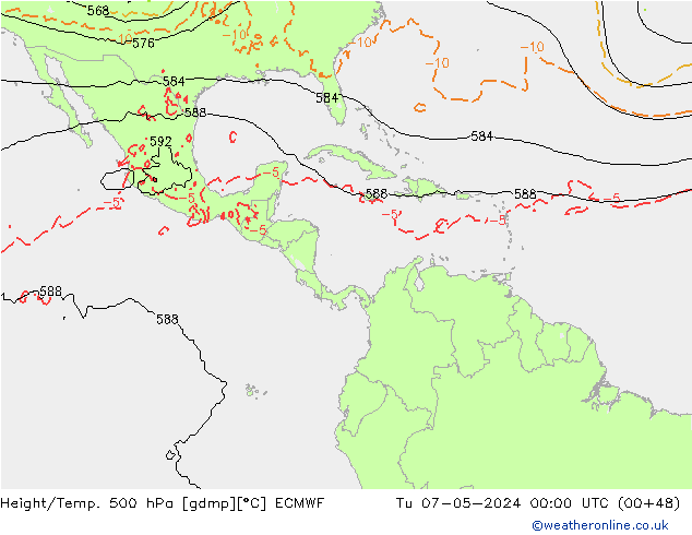 Z500/Rain (+SLP)/Z850 ECMWF Út 07.05.2024 00 UTC