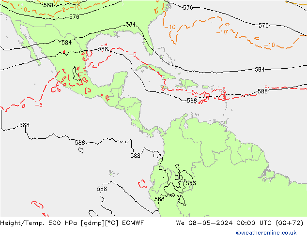 Z500/Rain (+SLP)/Z850 ECMWF mer 08.05.2024 00 UTC