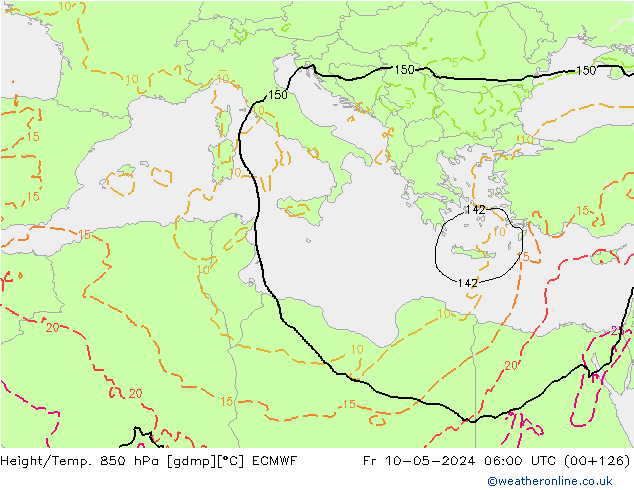 Yükseklik/Sıc. 850 hPa ECMWF Cu 10.05.2024 06 UTC