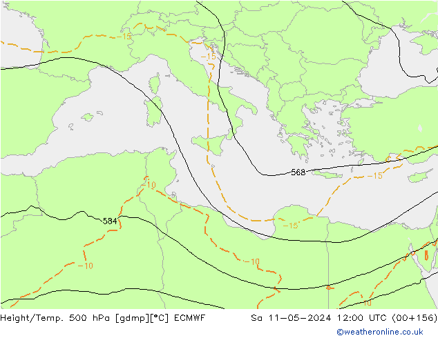 Z500/Rain (+SLP)/Z850 ECMWF Sa 11.05.2024 12 UTC