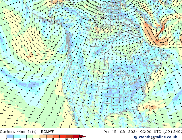 Bodenwind (bft) ECMWF Mi 15.05.2024 00 UTC