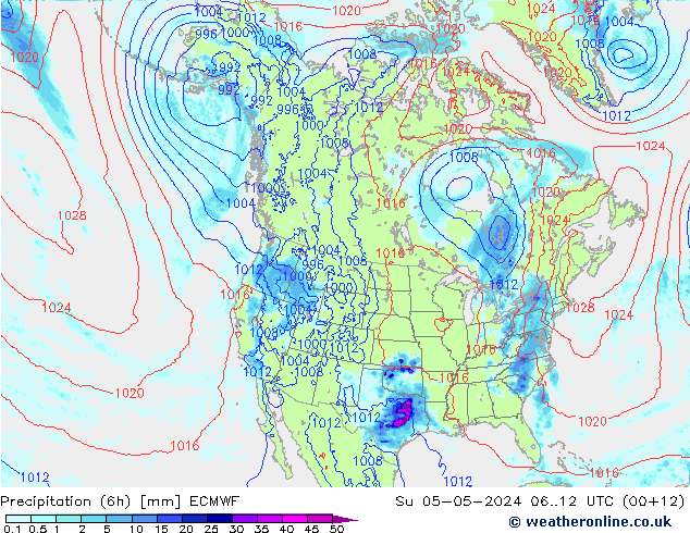 Z500/Yağmur (+YB)/Z850 ECMWF Paz 05.05.2024 12 UTC