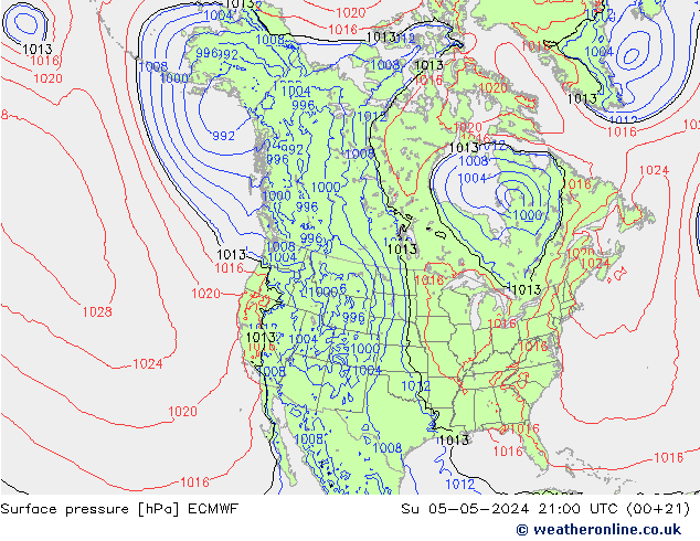 Bodendruck ECMWF So 05.05.2024 21 UTC