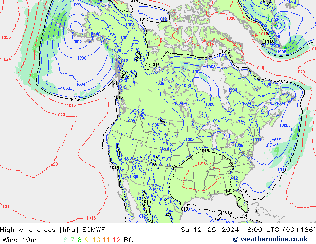 High wind areas ECMWF dim 12.05.2024 18 UTC