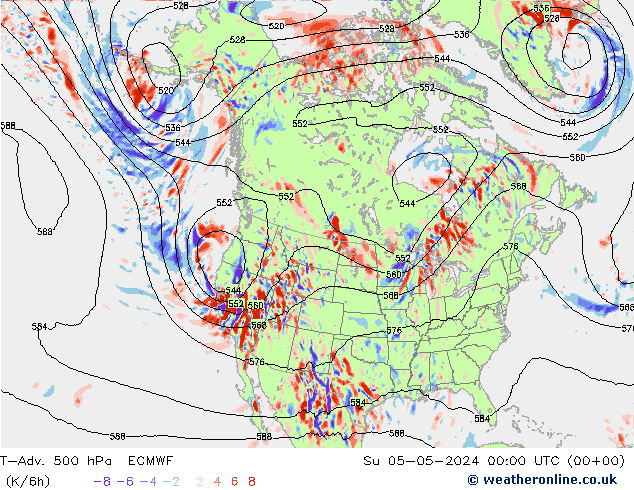 T-Adv. 500 hPa ECMWF So 05.05.2024 00 UTC