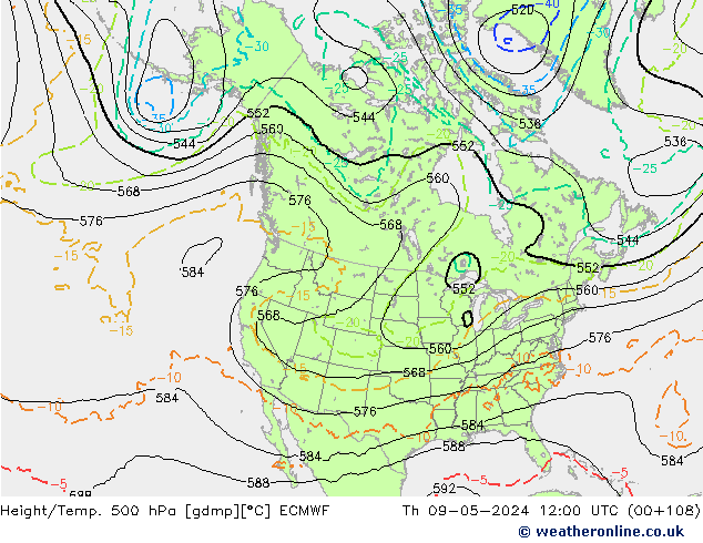 Z500/Rain (+SLP)/Z850 ECMWF jeu 09.05.2024 12 UTC