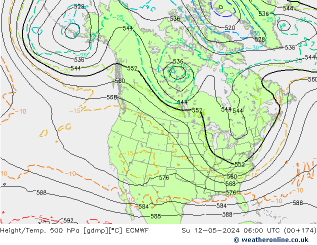 Z500/Rain (+SLP)/Z850 ECMWF nie. 12.05.2024 06 UTC