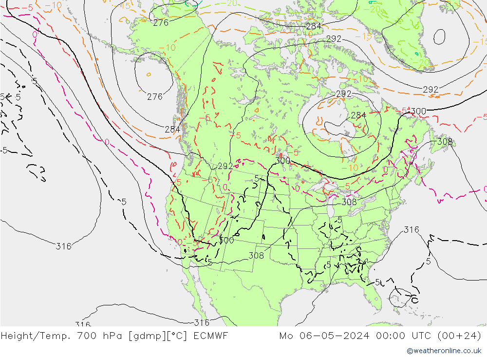 Yükseklik/Sıc. 700 hPa ECMWF Pzt 06.05.2024 00 UTC