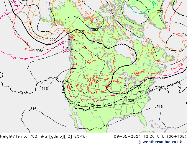 Hoogte/Temp. 700 hPa ECMWF do 09.05.2024 12 UTC