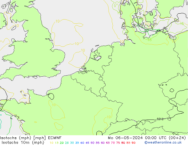 Isotachs (mph) ECMWF Po 06.05.2024 00 UTC