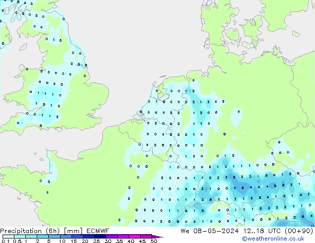 Z500/Rain (+SLP)/Z850 ECMWF Qua 08.05.2024 18 UTC