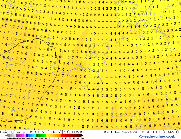 Z500/Rain (+SLP)/Z850 ECMWF We 08.05.2024 18 UTC