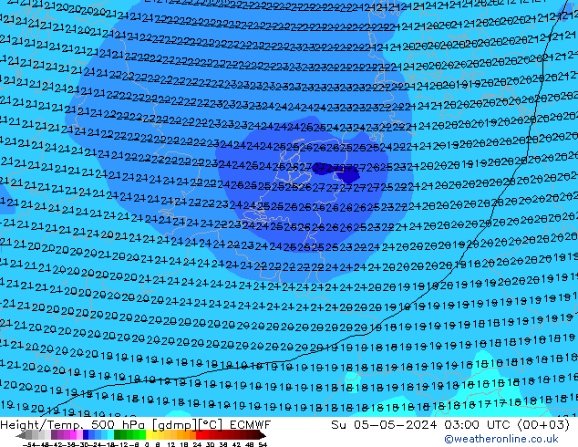 Geop./Temp. 500 hPa ECMWF dom 05.05.2024 03 UTC