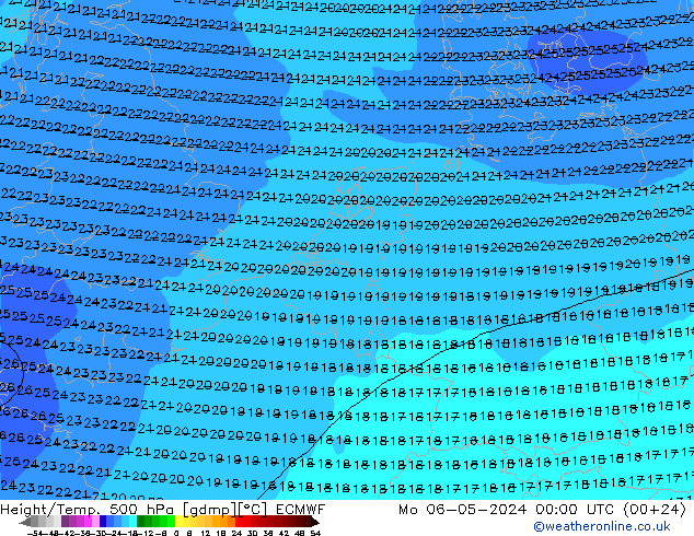 Z500/Rain (+SLP)/Z850 ECMWF Seg 06.05.2024 00 UTC