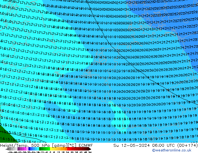 Z500/Rain (+SLP)/Z850 ECMWF nie. 12.05.2024 06 UTC