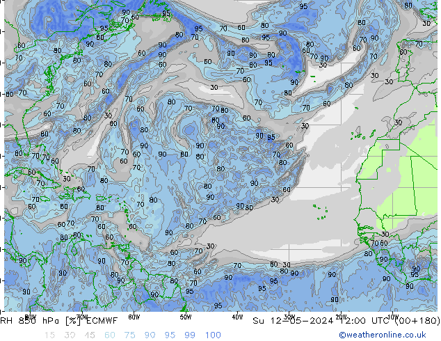 RH 850 hPa ECMWF Su 12.05.2024 12 UTC