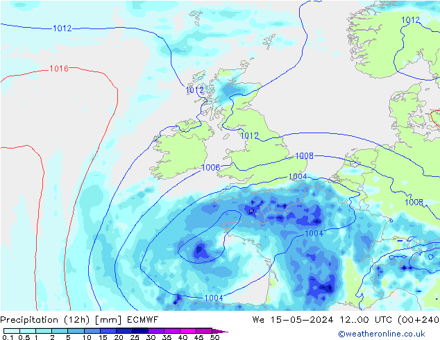 Yağış (12h) ECMWF Çar 15.05.2024 00 UTC