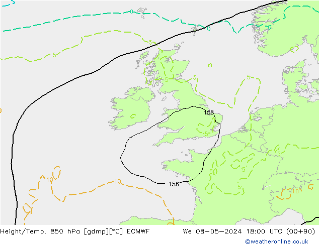 Z500/Rain (+SLP)/Z850 ECMWF St 08.05.2024 18 UTC