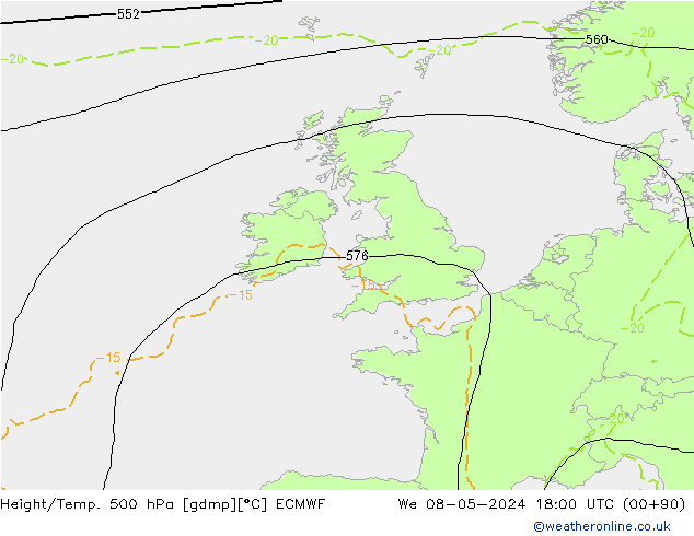 Z500/Rain (+SLP)/Z850 ECMWF St 08.05.2024 18 UTC