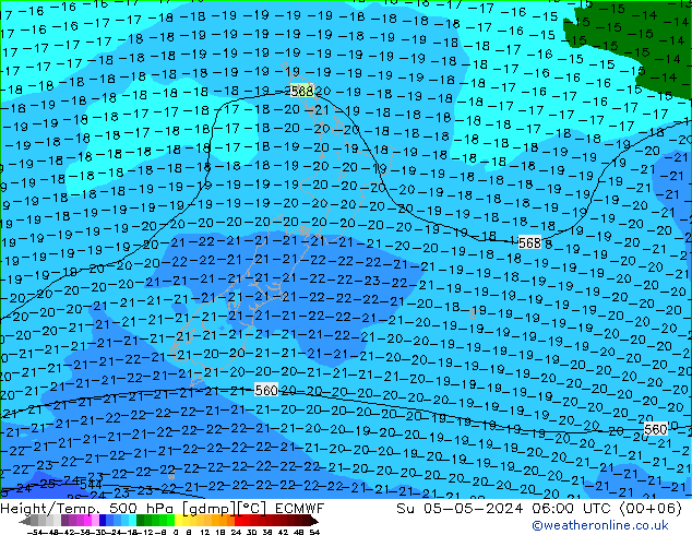 Z500/Rain (+SLP)/Z850 ECMWF Вс 05.05.2024 06 UTC