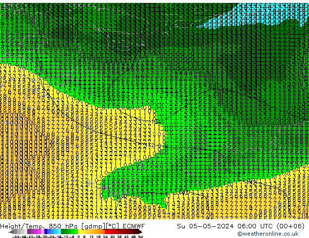 Z500/Rain (+SLP)/Z850 ECMWF Su 05.05.2024 06 UTC