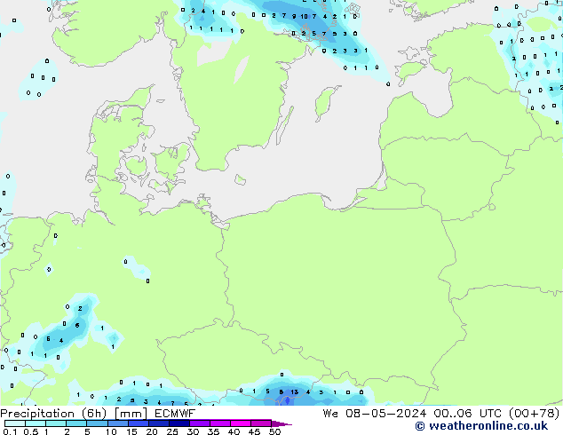 Z500/Yağmur (+YB)/Z850 ECMWF Çar 08.05.2024 06 UTC