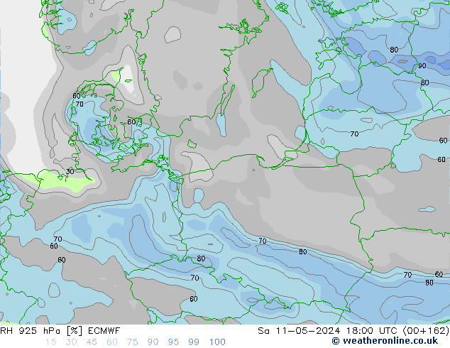 RH 925 hPa ECMWF Sa 11.05.2024 18 UTC