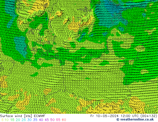 Surface wind ECMWF Fr 10.05.2024 12 UTC