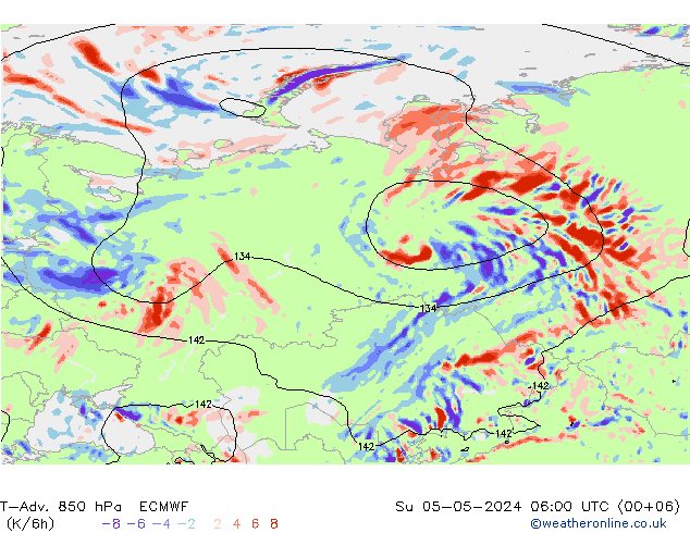 T-Adv. 850 hPa ECMWF zo 05.05.2024 06 UTC