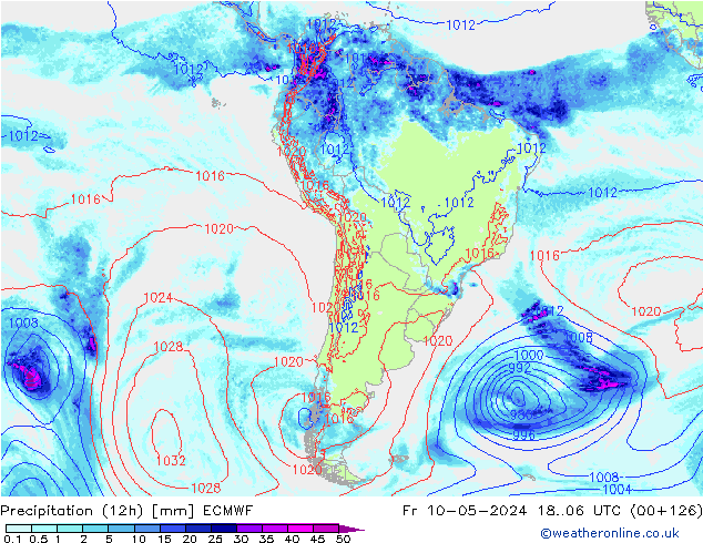 Precipitation (12h) ECMWF Fr 10.05.2024 06 UTC