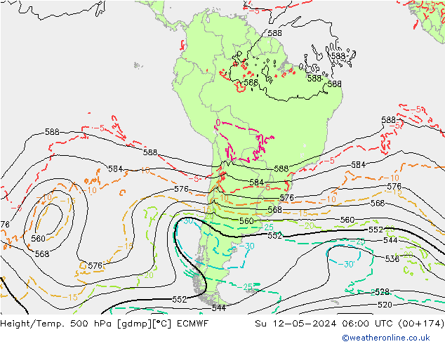 Z500/Rain (+SLP)/Z850 ECMWF Su 12.05.2024 06 UTC