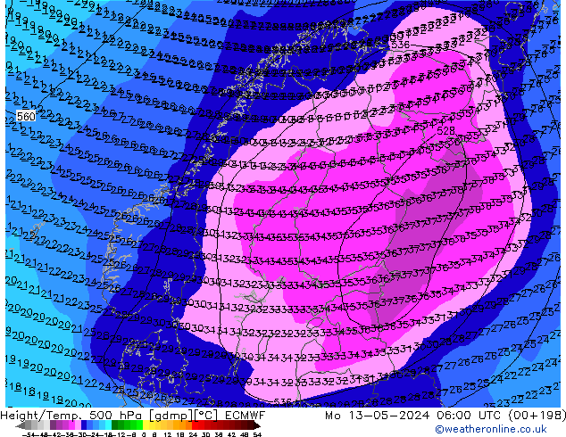 Z500/Regen(+SLP)/Z850 ECMWF ma 13.05.2024 06 UTC