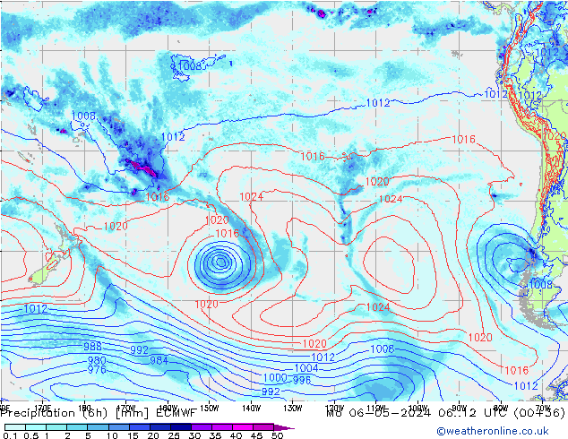 Yağış 6sa/Rüz. 10m/950 ECMWF Pzt 06.05.2024 12 UTC