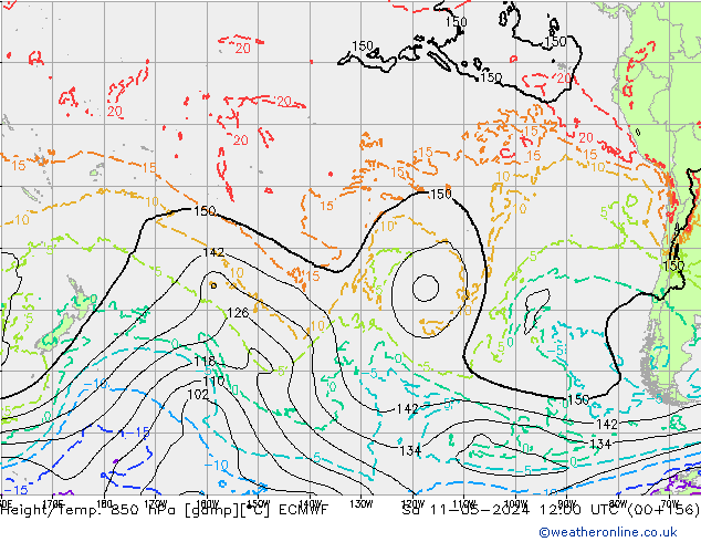 Z500/Rain (+SLP)/Z850 ECMWF сб 11.05.2024 12 UTC