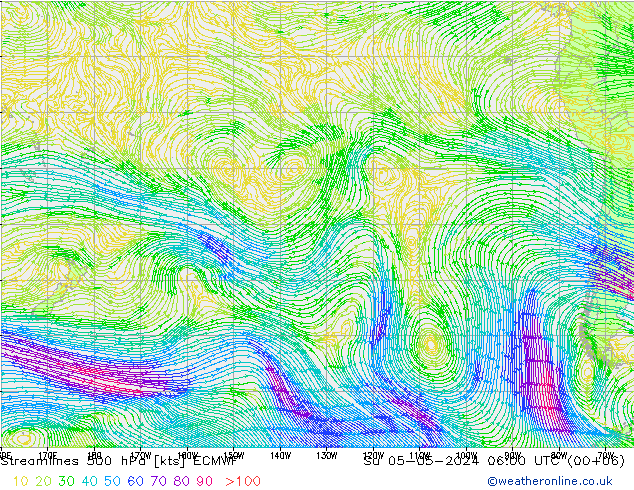 Línea de corriente 500 hPa ECMWF dom 05.05.2024 06 UTC
