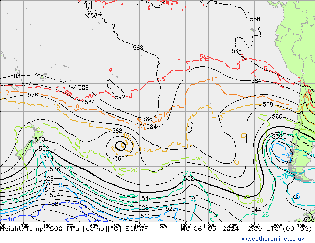 Z500/Rain (+SLP)/Z850 ECMWF lun 06.05.2024 12 UTC